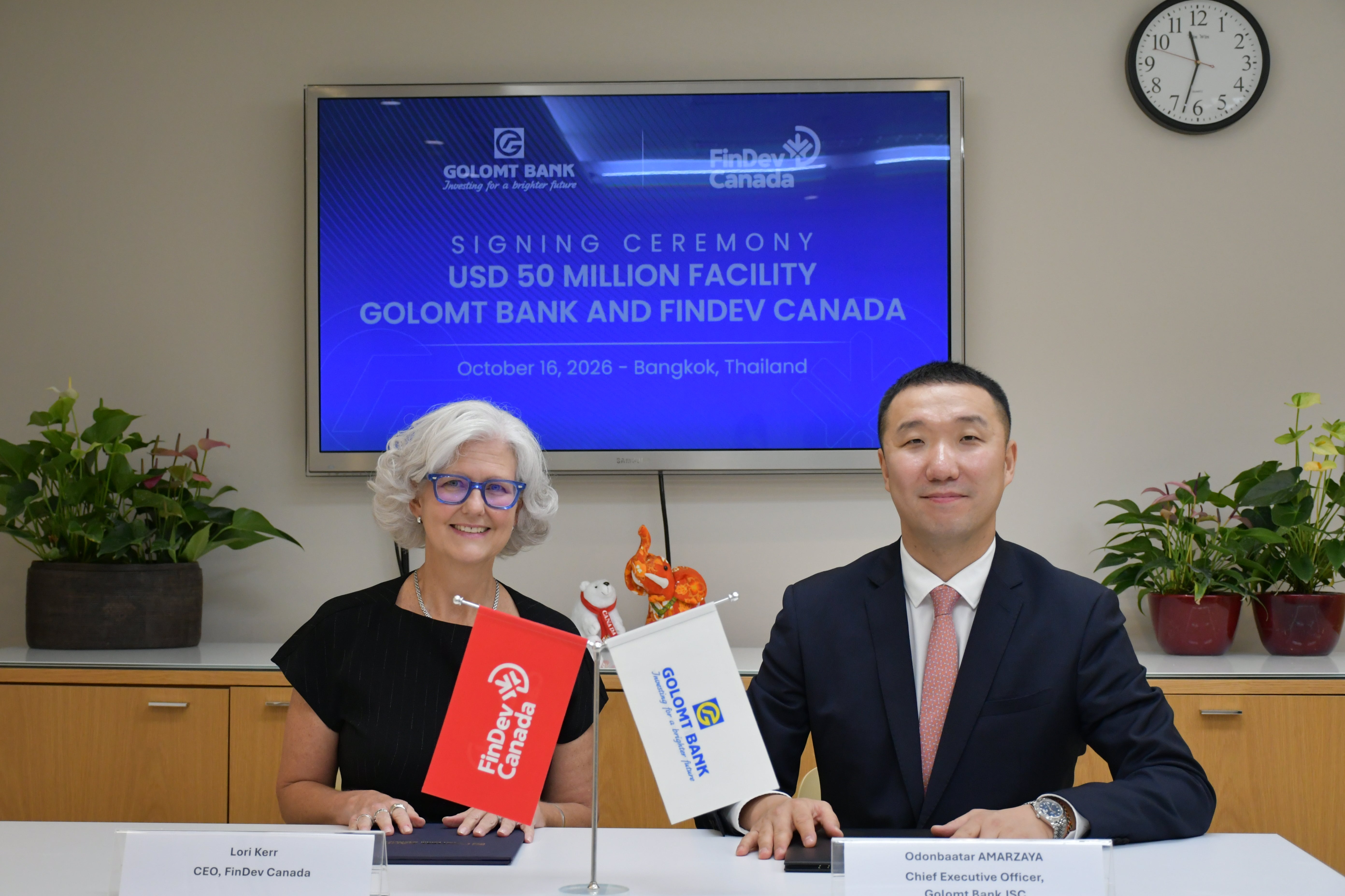 Signing ceremony between FinDev Canada and Golomt Bank - 1