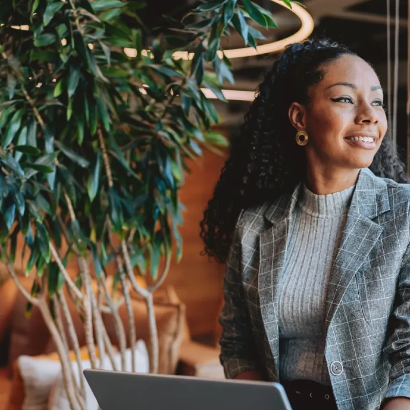 Woman working on her laptop