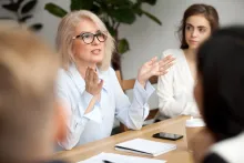 woman talking business