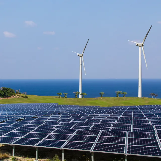 Wind turbines solar panels