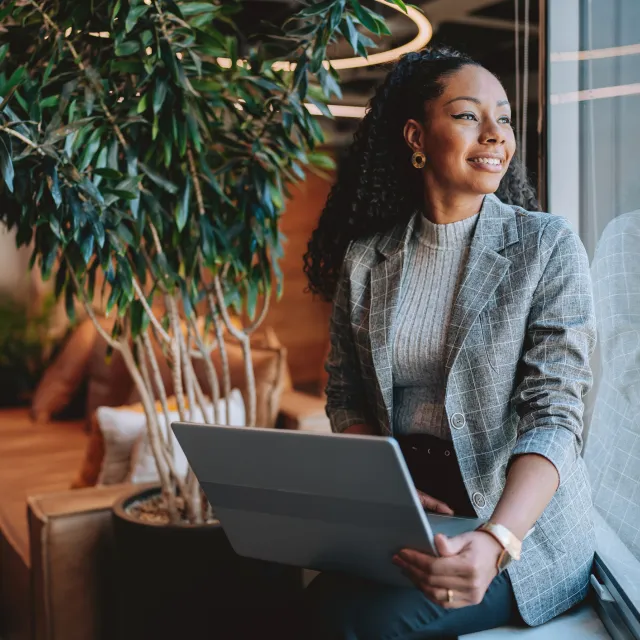 Woman working on her laptop