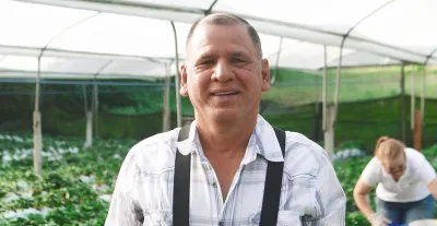 Farmer smiling