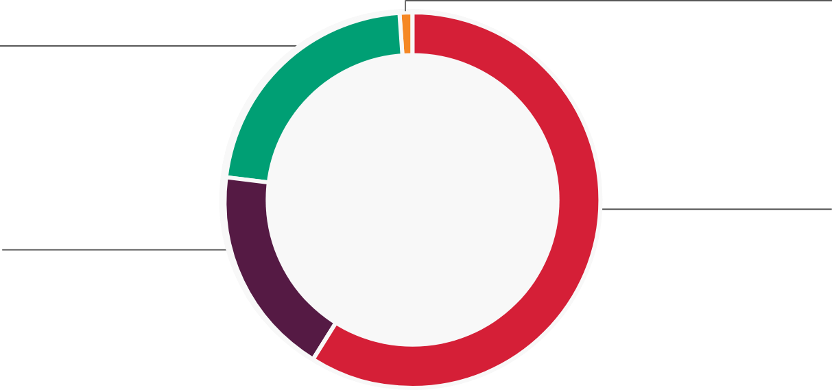 Classification des pays selon l’APD : Graphique circulaire présentant notre répartition sectorielle en termes d’infrastructures durables, d’agroentreprise, de foresterie et de chaînes de valeur, d’industrie financière et autres.