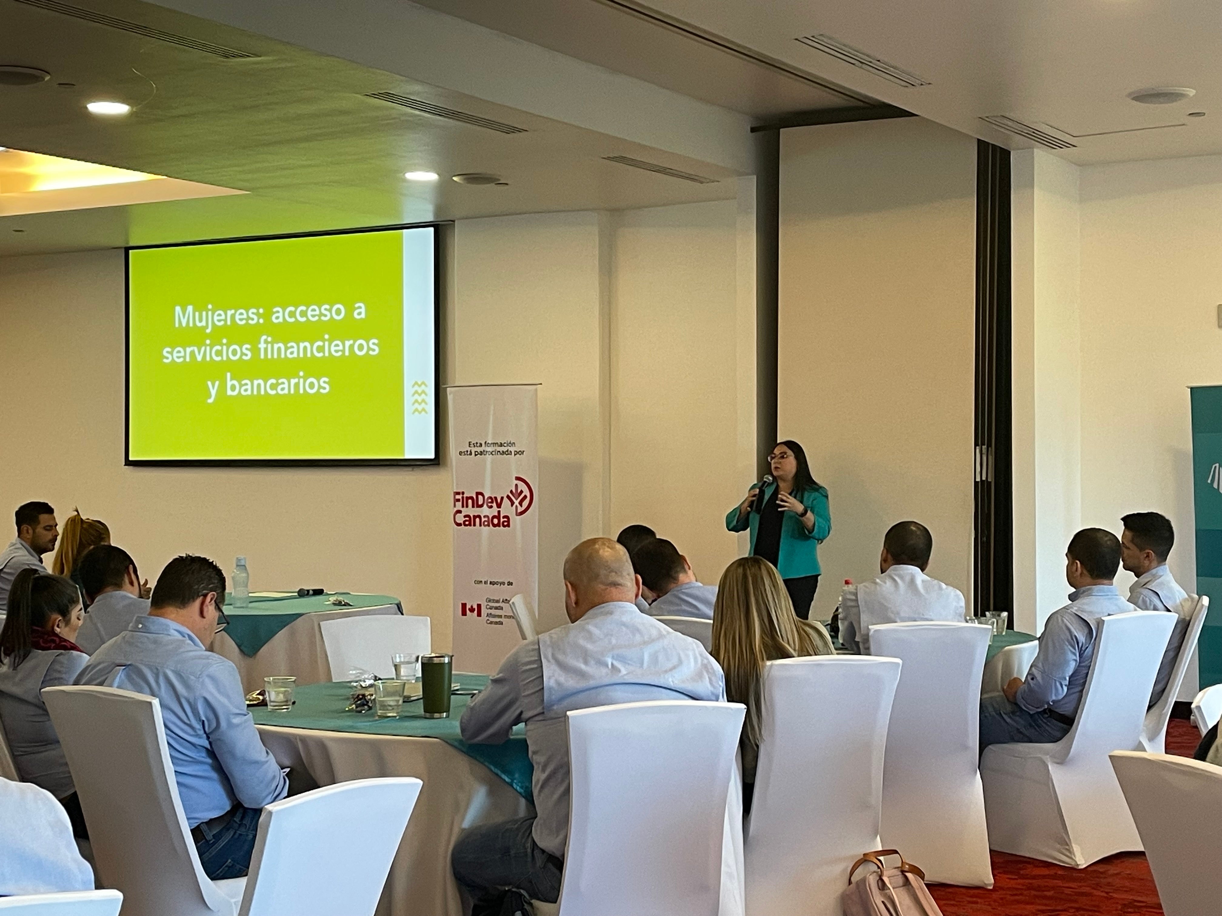 Presentation of FinDev Canada about women’s access to bank and financial services in the BNCR offices.
