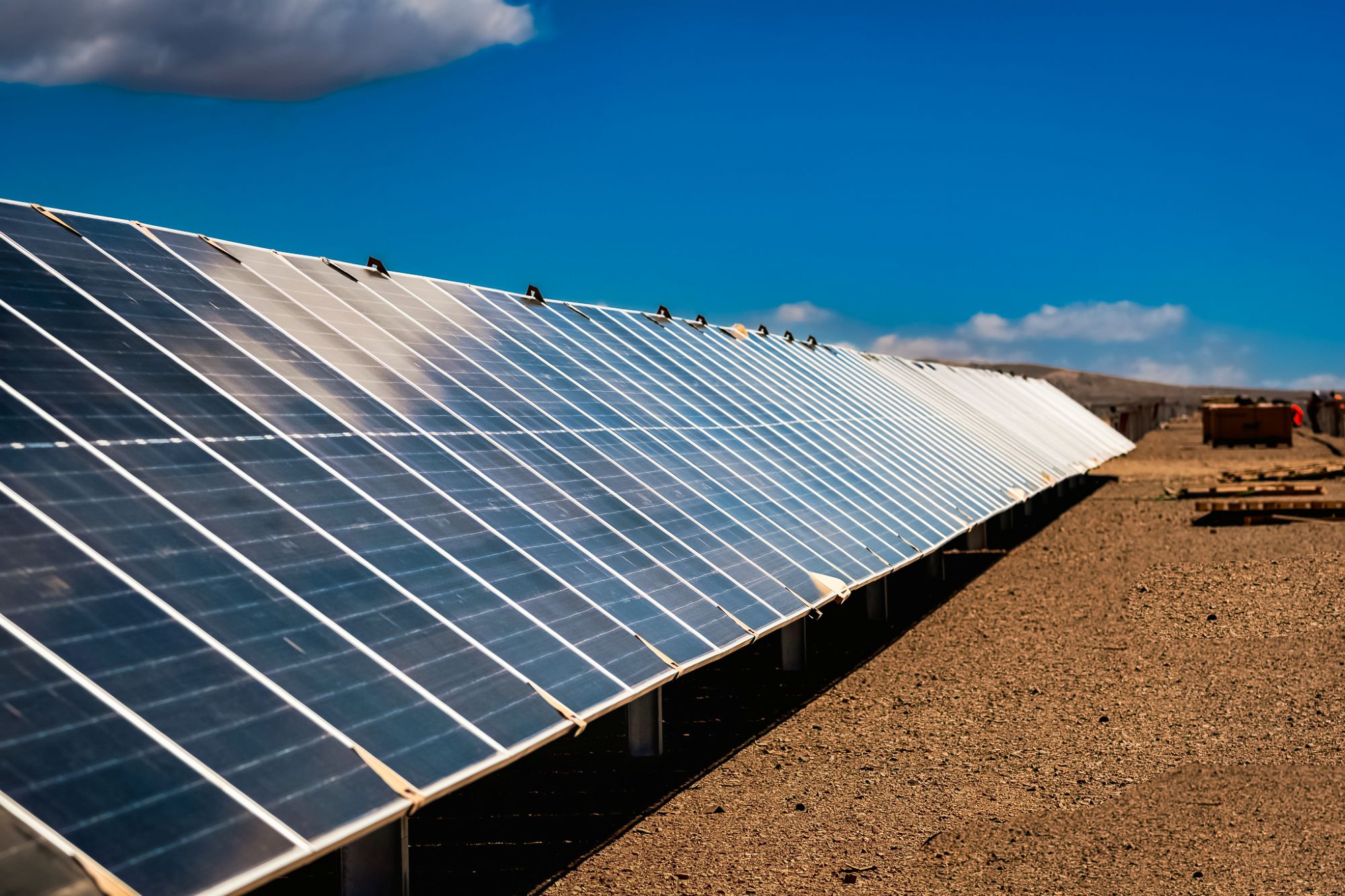 A solar panel in a desertic environment